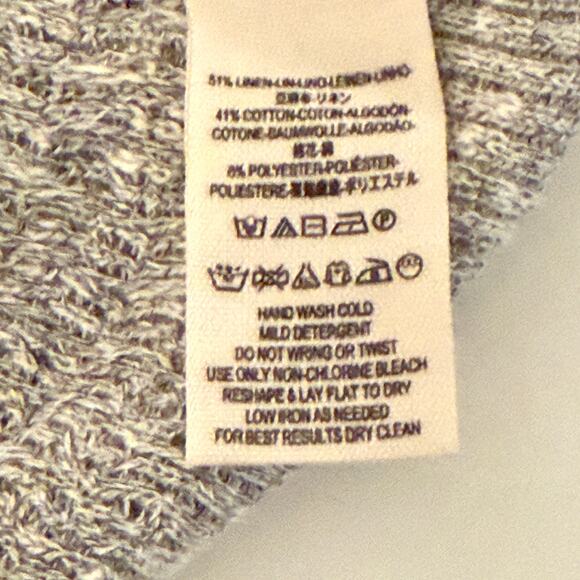 Free People Boho Wrap Sweater Sz L Mock Neck Linen Blend Heathered Fall Casual - Picture 6 of 9